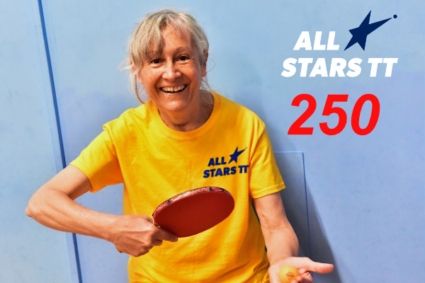 BTTC AllStars 250 milestones T-shirt - Brighton Table Tennis Club
